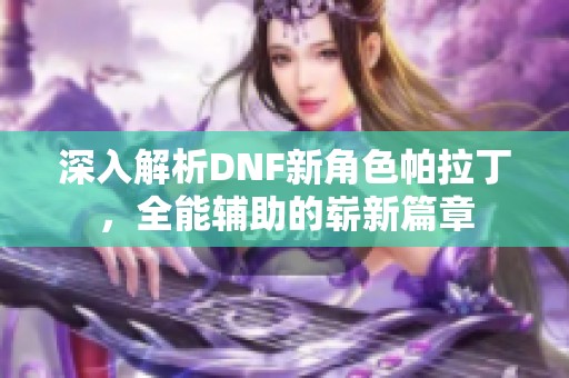 深入解析DNF新角色帕拉丁，全能辅助的崭新篇章