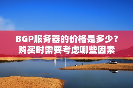 BGP服务器的价格是多少？购买时需要考虑哪些因素