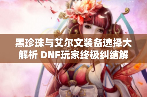 黑珍珠与艾尔文装备选择大解析 DNF玩家终极纠结解决方案一网打尽