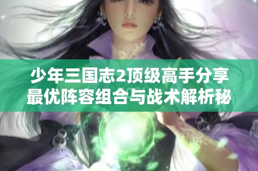 少年三国志2顶级高手分享最优阵容组合与战术解析秘诀