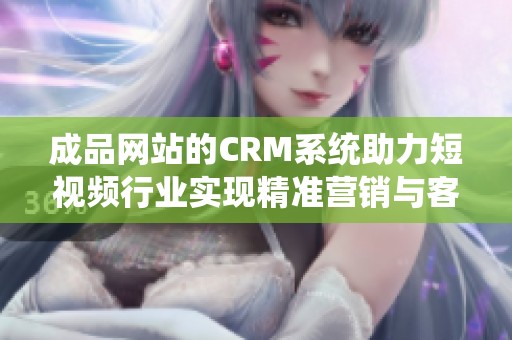 成品网站的CRM系统助力短视频行业实现精准营销与客户管理